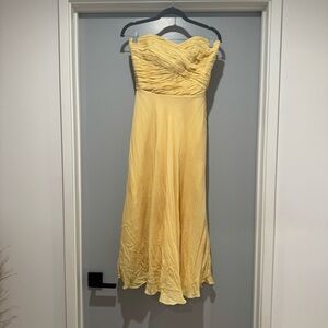 Lauren Ralph Lauren Yellow Strapless Midi Dress